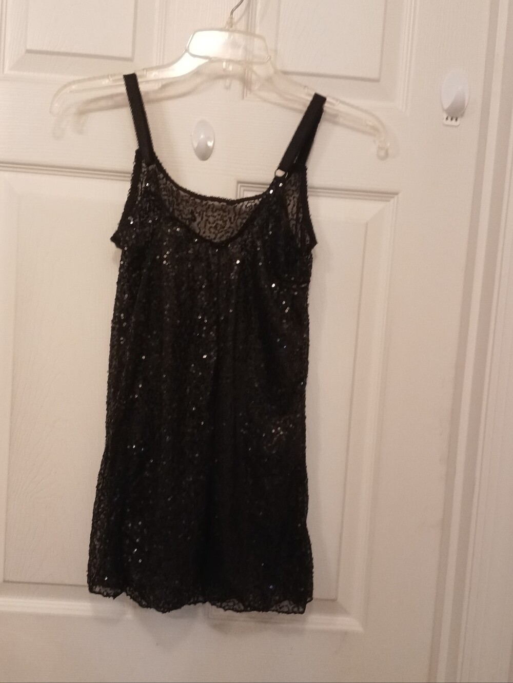 Passion Forever Sequined Nightgown Lingerie Women's Size S Black Sparkly Sheer